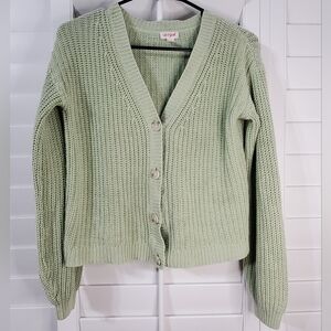 Pre-owned Cat & Jack Girls Large 10-12 Green Knit Cardigan Sweater